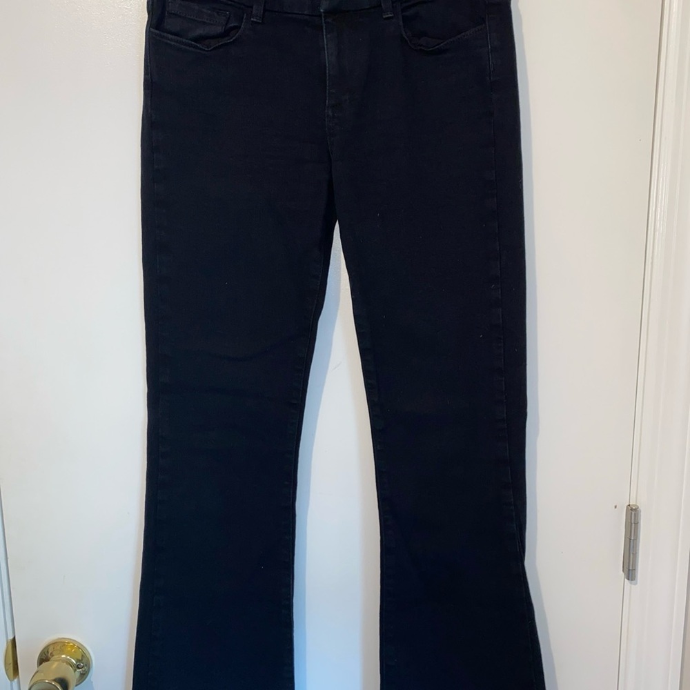 Paige Women's Black Denim Double Hook & loop Flare Jeans Size 27